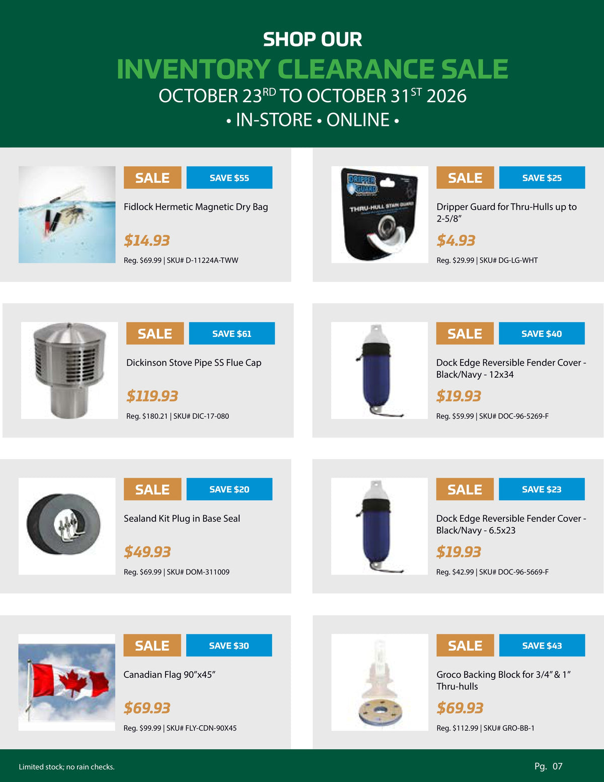 Inventory Clearance Sale, Pg. 07