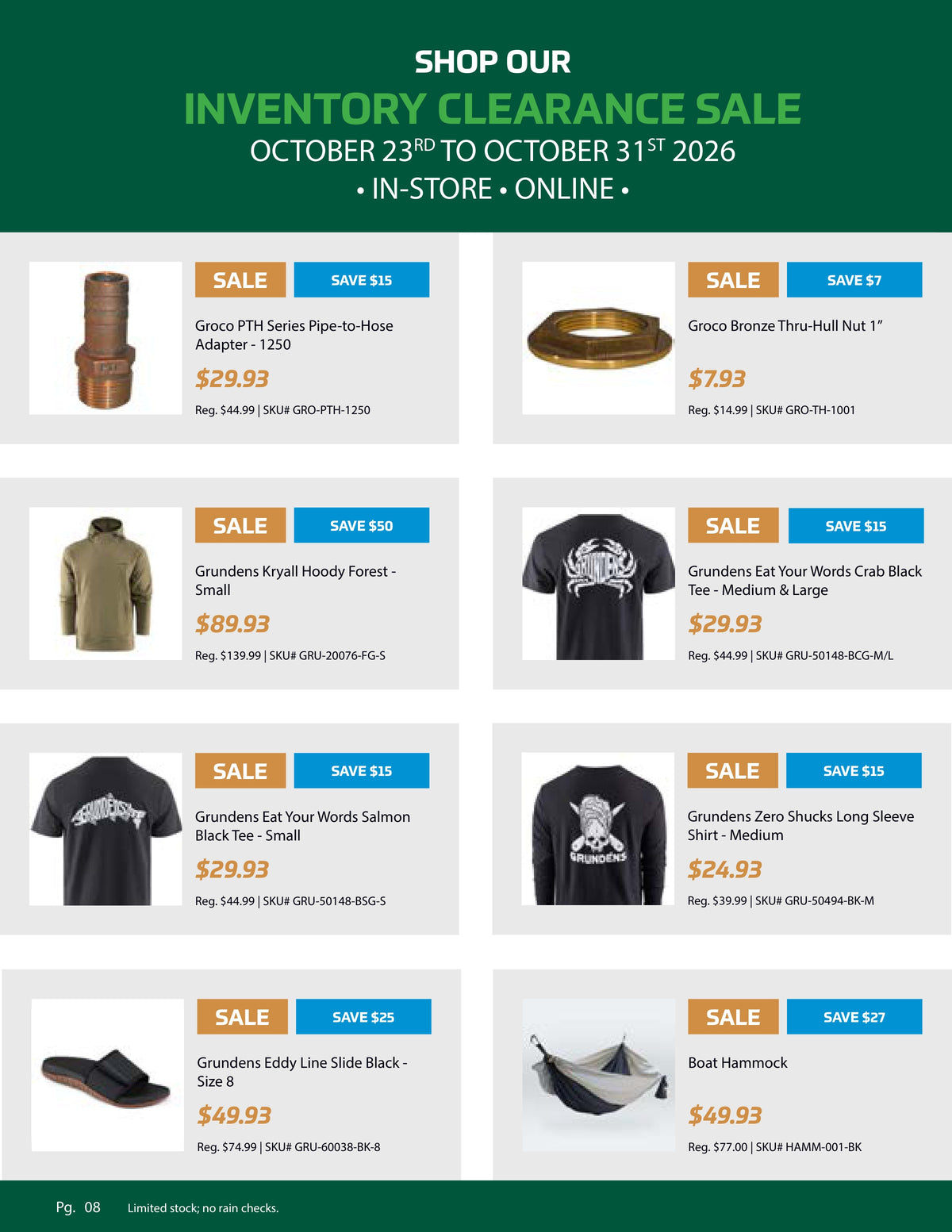 Inventory Clearance Sale, Pg. 08