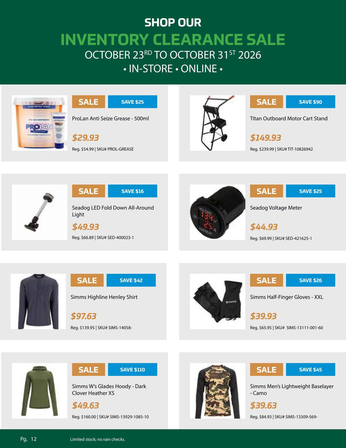 Inventory Clearance Sale, Pg. 12
