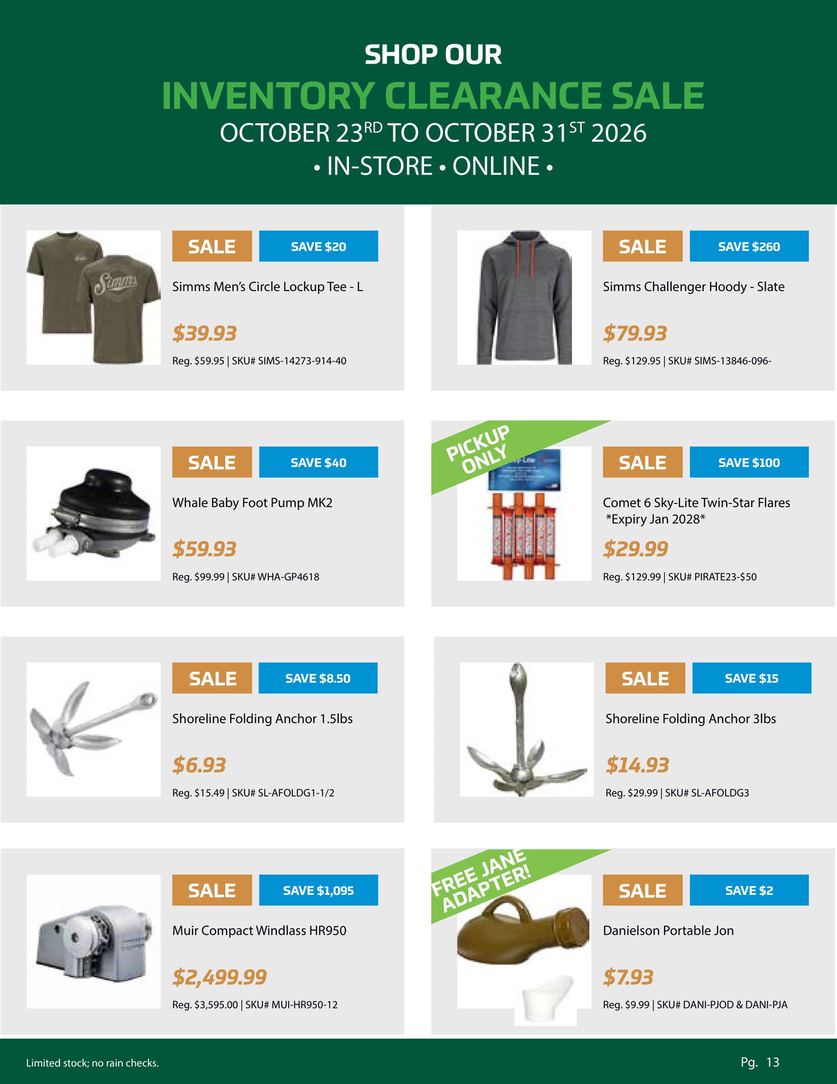 Inventory Clearance Sale, Pg. 13
