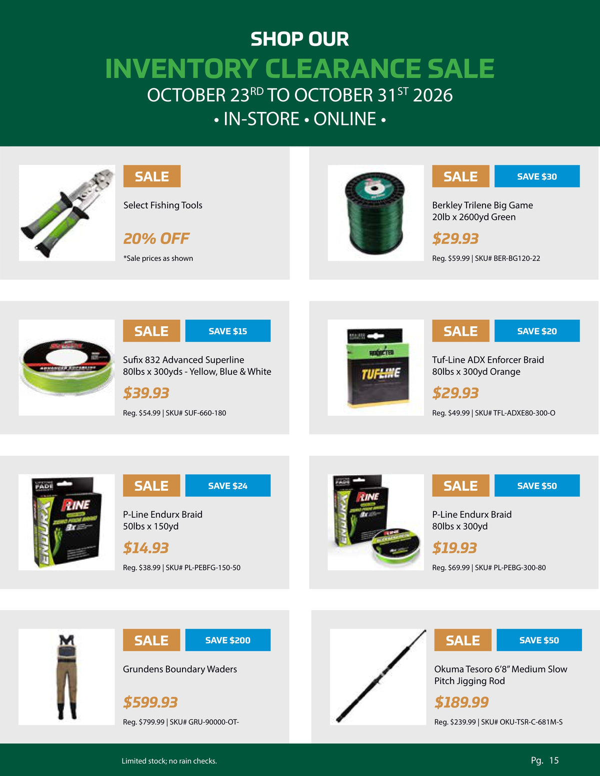 Inventory Clearance Sale, Pg. 15