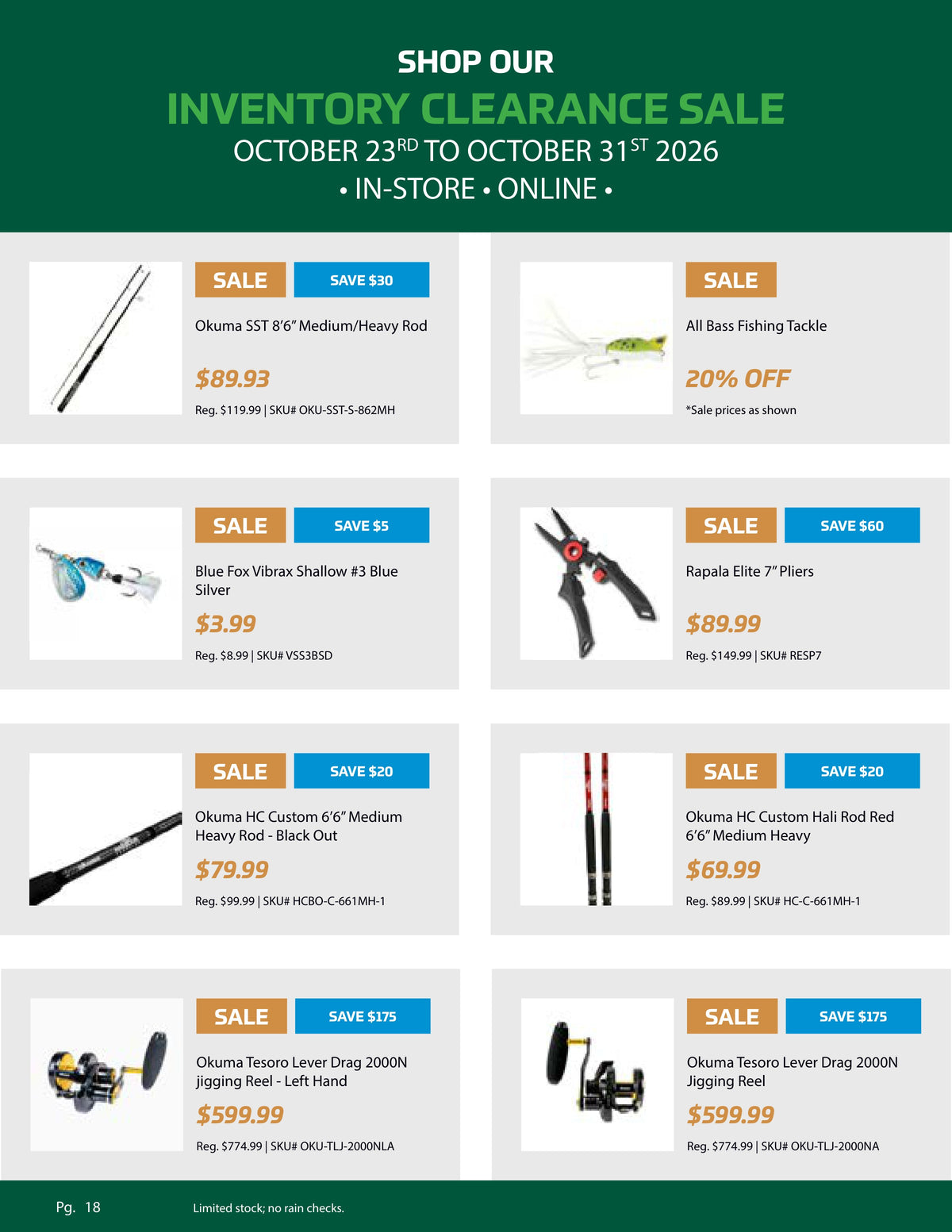 Inventory Clearance Sale, Pg. 18