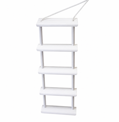 Invincible Marine 5 Step Folding Rope Ladder with molded plastic steps and corrosion-resistant rope for boat boarding.