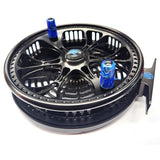 Kingpin Zeppelin Aero 500 Centerpin Reel - Special Edition Black with Blue Handles