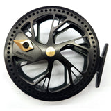 Black and gold fly fishing reel on a white background Kingpin Zodiac 500 Centerpin Reel - Special Edition Black & Green