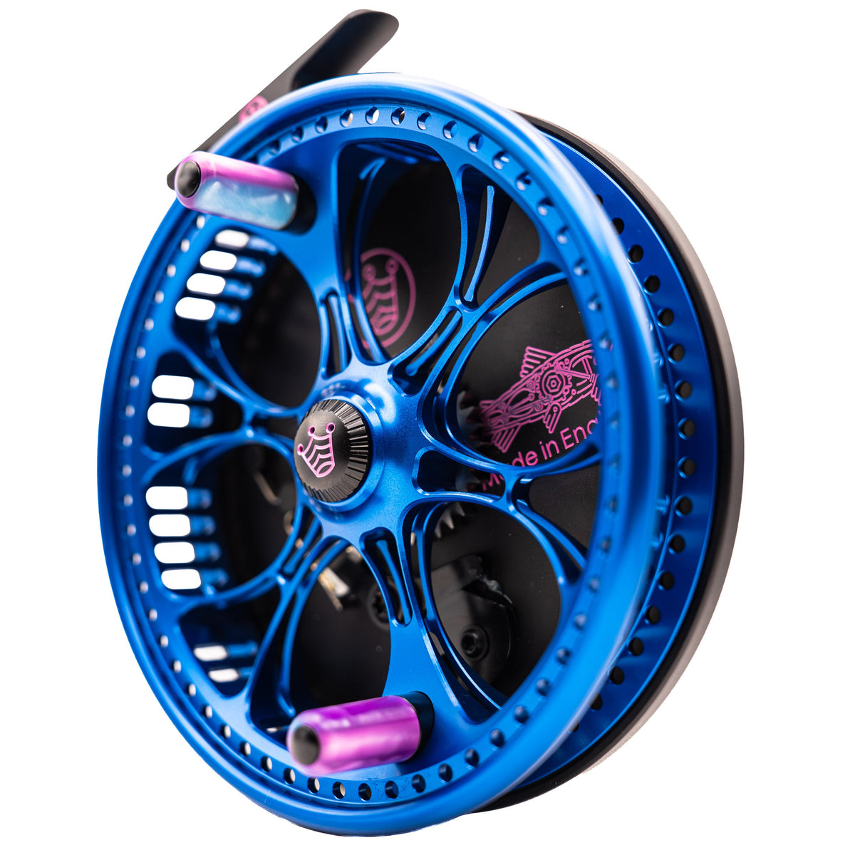 1 OF 1 - Kingpin Zeppelin 500 Bear Face Centerpin Reel - Blue & Pink "Cotton Candy"