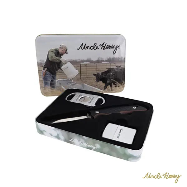 Uncle Henry Knife w/ Cigar Cutter & Light Combo EDC Gift Set Uncle Henry