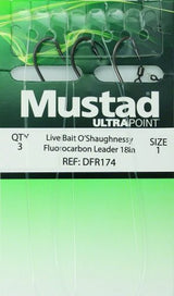 Mustad Ultra Point Live Bait Flourocarbon 18" Leaders - 1/0