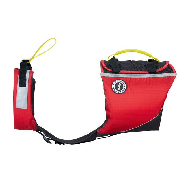 Side view of the Mustang Foam Dog Life Vest showing adjustable fit, flotation foam and reinforced construction.