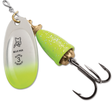 Blue Fox Classic Vibrax - Chartreuse Blue Candyback, 1/8oz