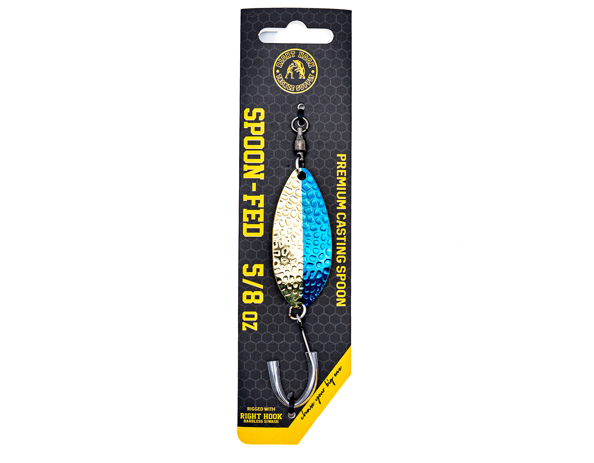 Right Hook Casting Spoon 5/8oz Brass/Blue