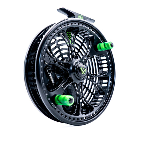 Kingpin Zeppelin Aero 500 Centerpin Reel - Black With Green Highlights