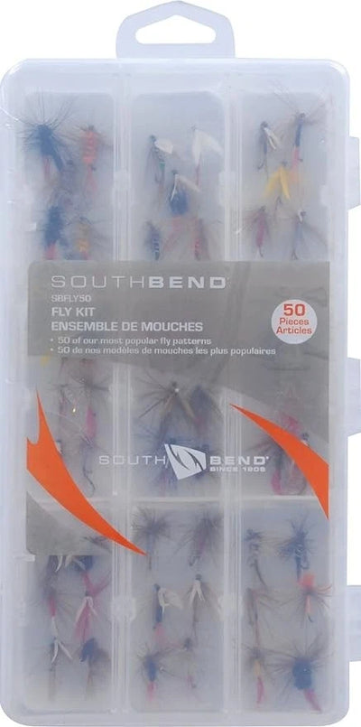 South Bend Fly Kit - 50 Assorted Flies with Case