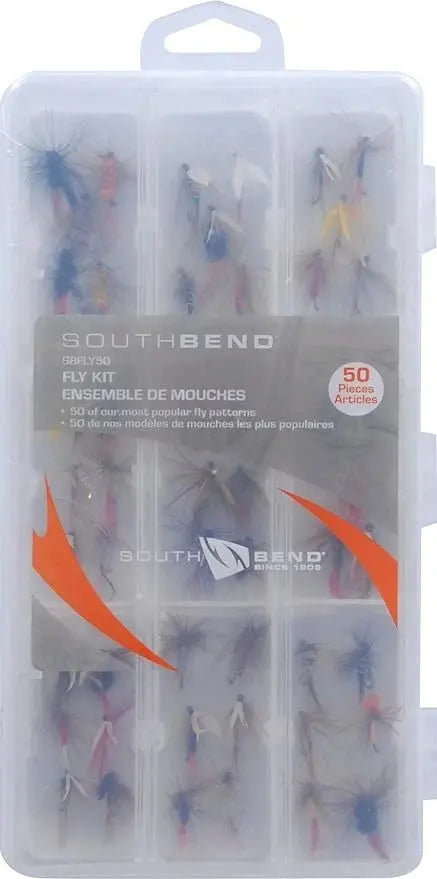 South Bend Fly Kit - 50 Assorted Flies with Case South Bend