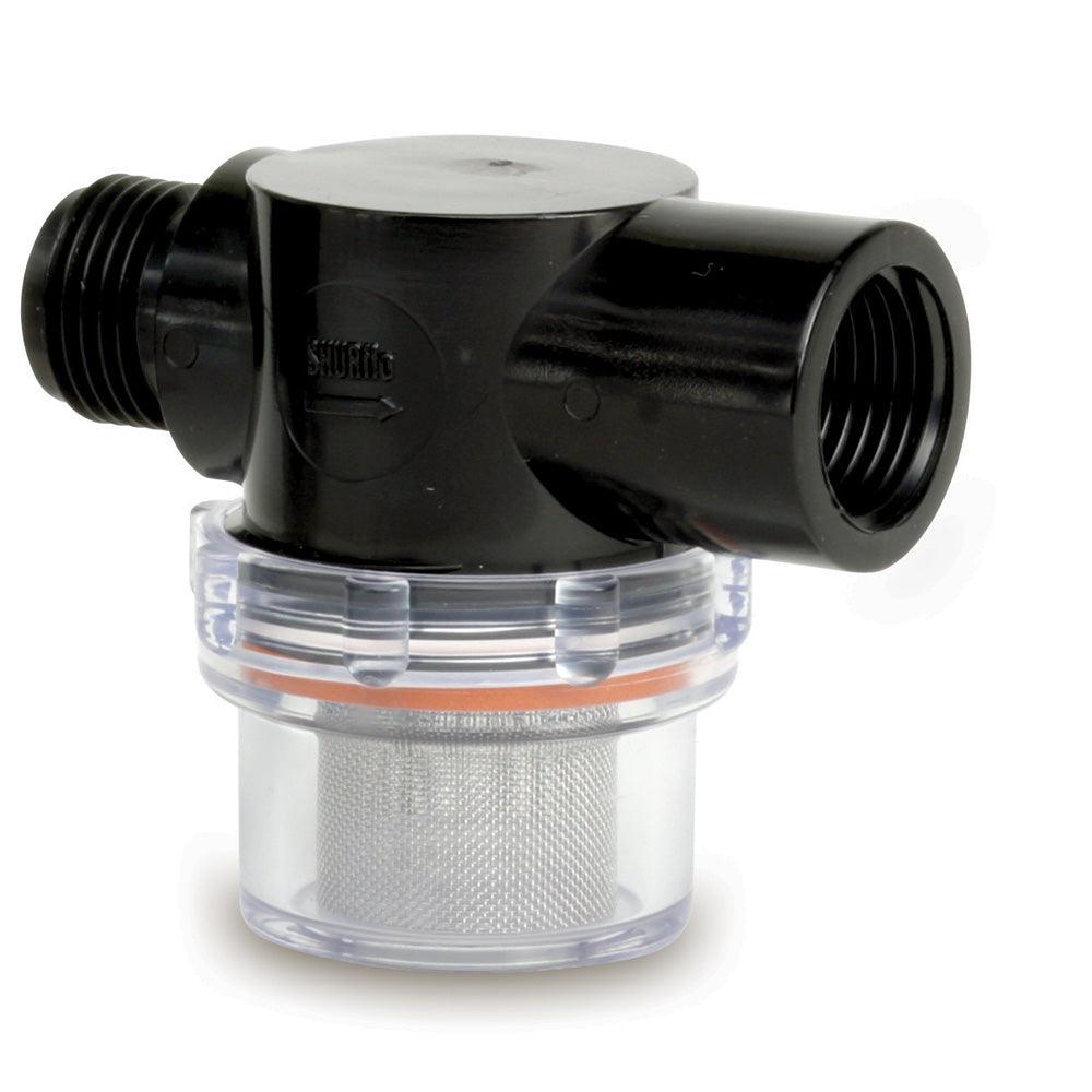 Shurflo by Pentair Twist-On Water Strainer - 1/2" Pipe Inlet - Clear Bowl - TRAPSKI