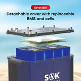 SOK SK12V206P battery with detachable cover, replaceable BMS and LiFePO4 cells