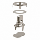 Stainless steel marine canvas turn button fastener kit with turn button, eyelet, backing washer, and prong components for securing boat covers and canvas enclosures.