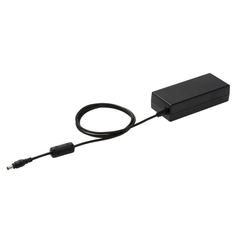 Black electronic device with cable on a white background